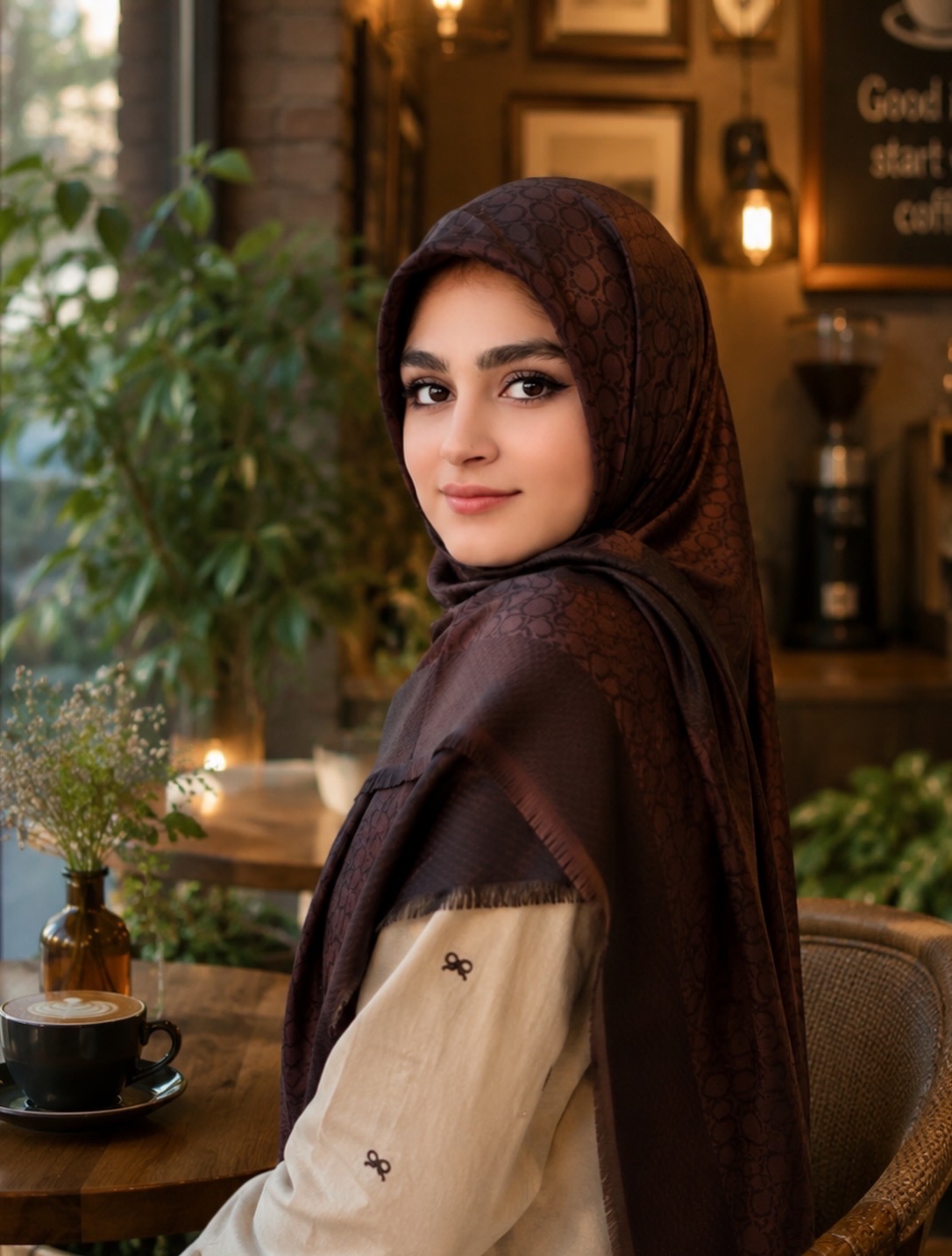 روسری نخ ابریشم ژاکارد لمه قواره۱۴۰طرح فرگامو