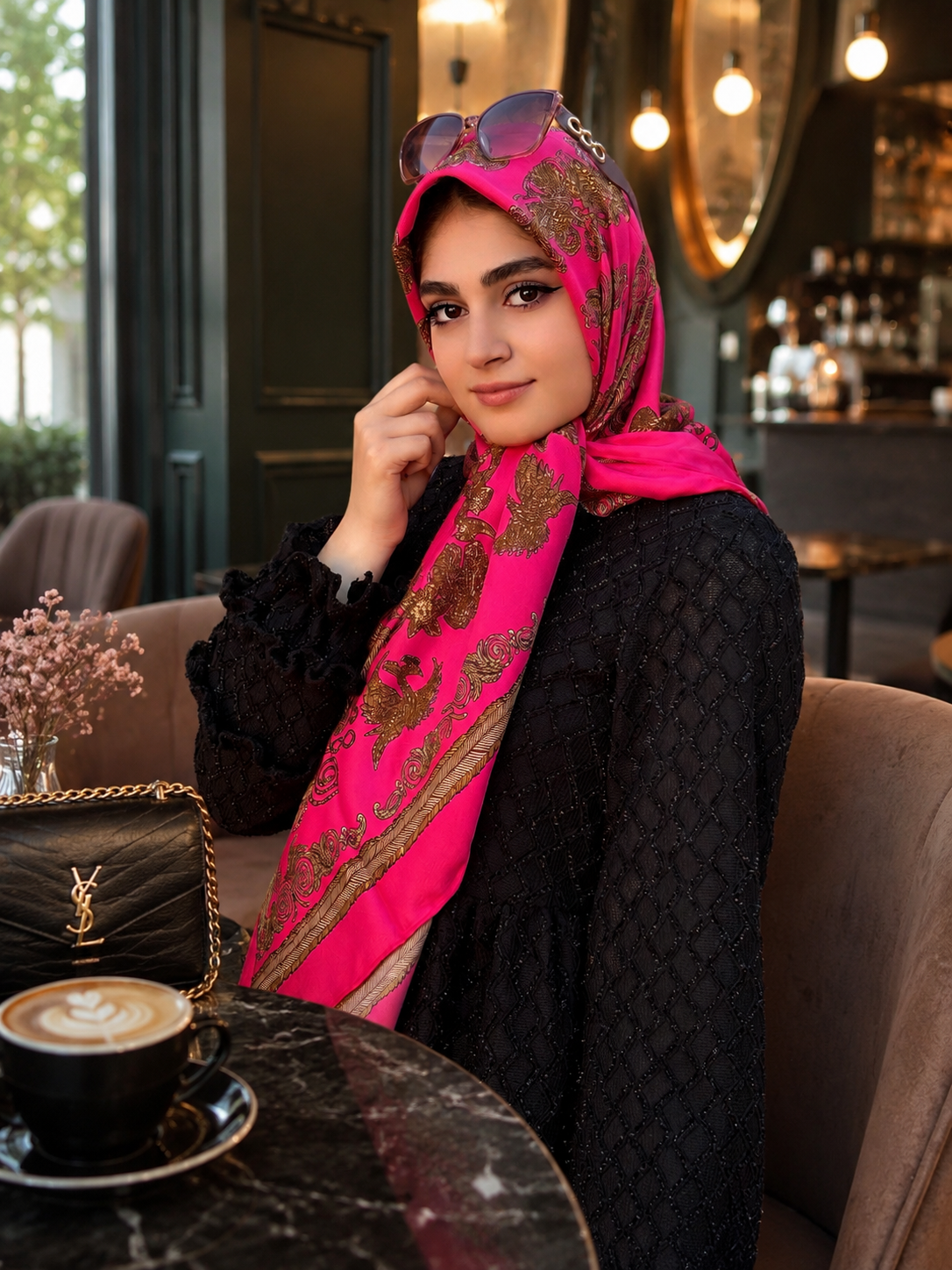 روسری ابریشم توییل قواره۱۴۰طرح ققنوس