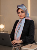 روسری نخ ابریشم ژاکارد لمه قواره۱۲۰طرح گل خطی کد۰۳۷